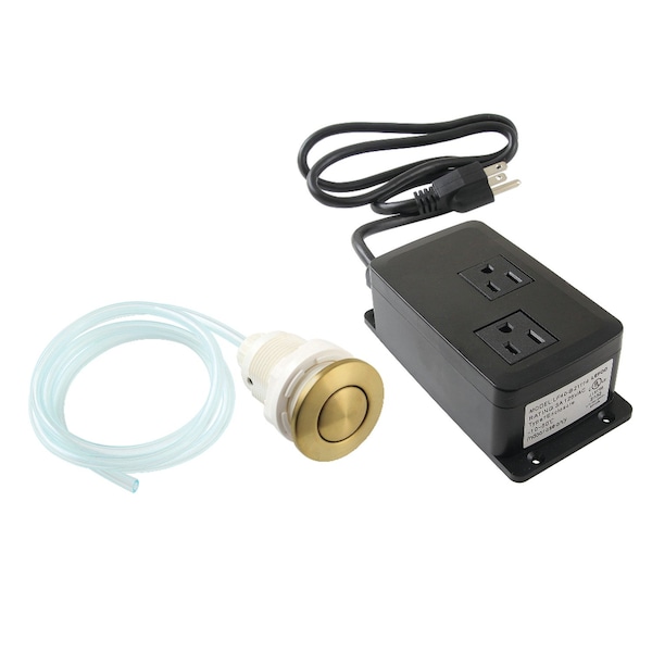 Dual Outlet Garbage Disposal Air Switch Kit, Brushed Brass